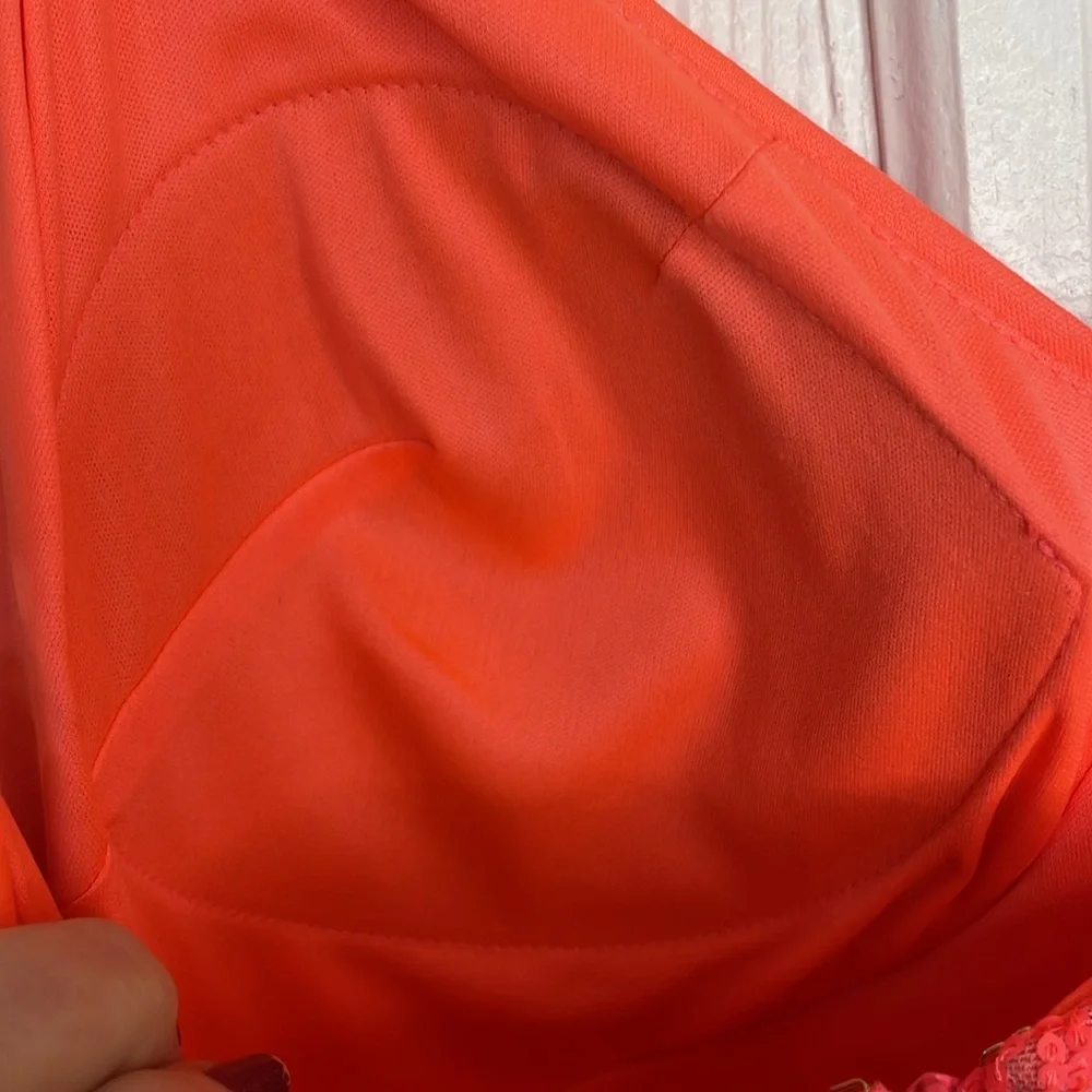 SIENA CORAL ALLOVER SEQUINS SPAGHETTI STRAP MIDI DRESS SIZE 14 NWT